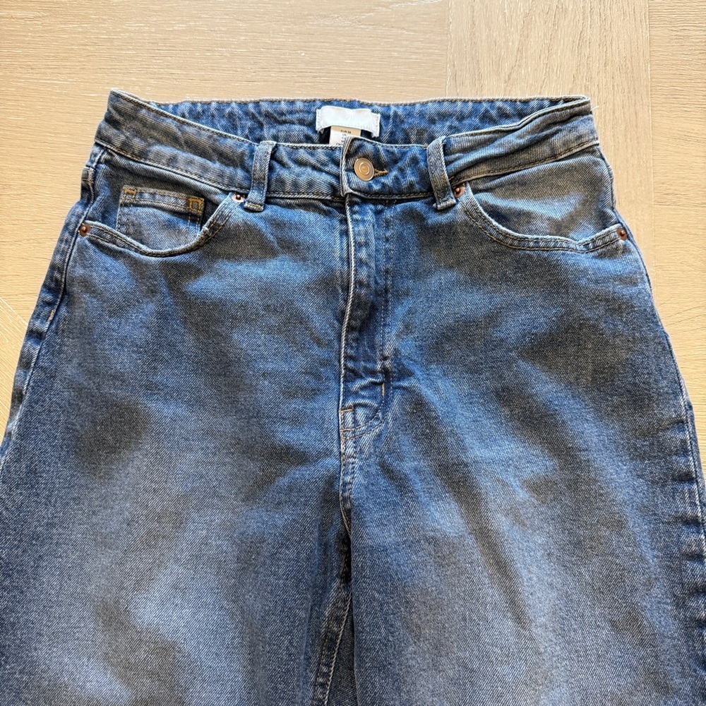 H&M Women's Straight Wide Jeans - Medium Blue - Picture 3 of 7
